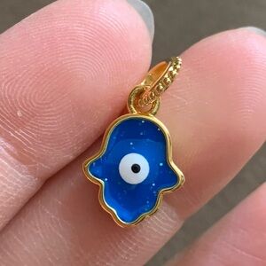 NWOT Opalescent Blue Hamsa Hand Dangle Charm Sterling Silver 925